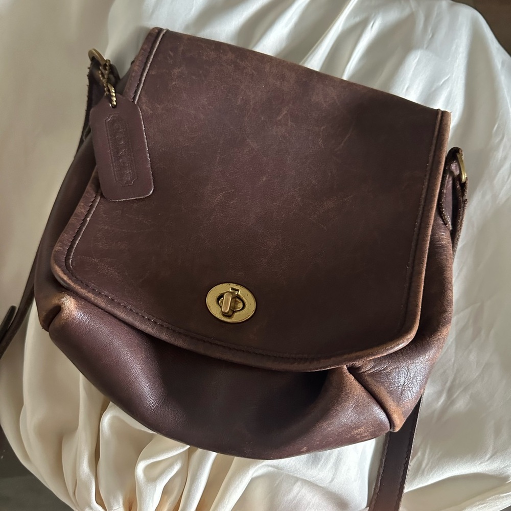 Vintage Authentic COACH #9076 Legacy Flap Brown LEATHER Crossbody